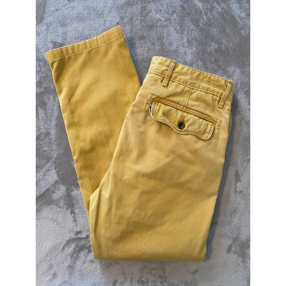 Levi's Chino II Pants 31x32 Mustard Yellow Button Fly Flap Pocket Cotton Hipster